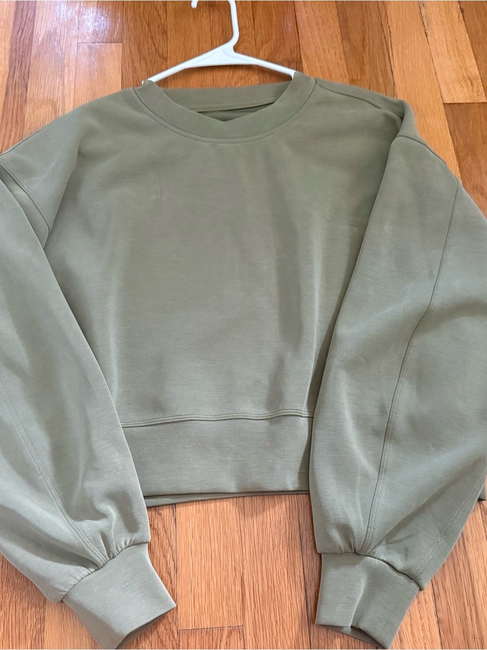 Lululemon Perfectly Oversized Cropped Olive Green Crewneck Women's Sweatshirt
